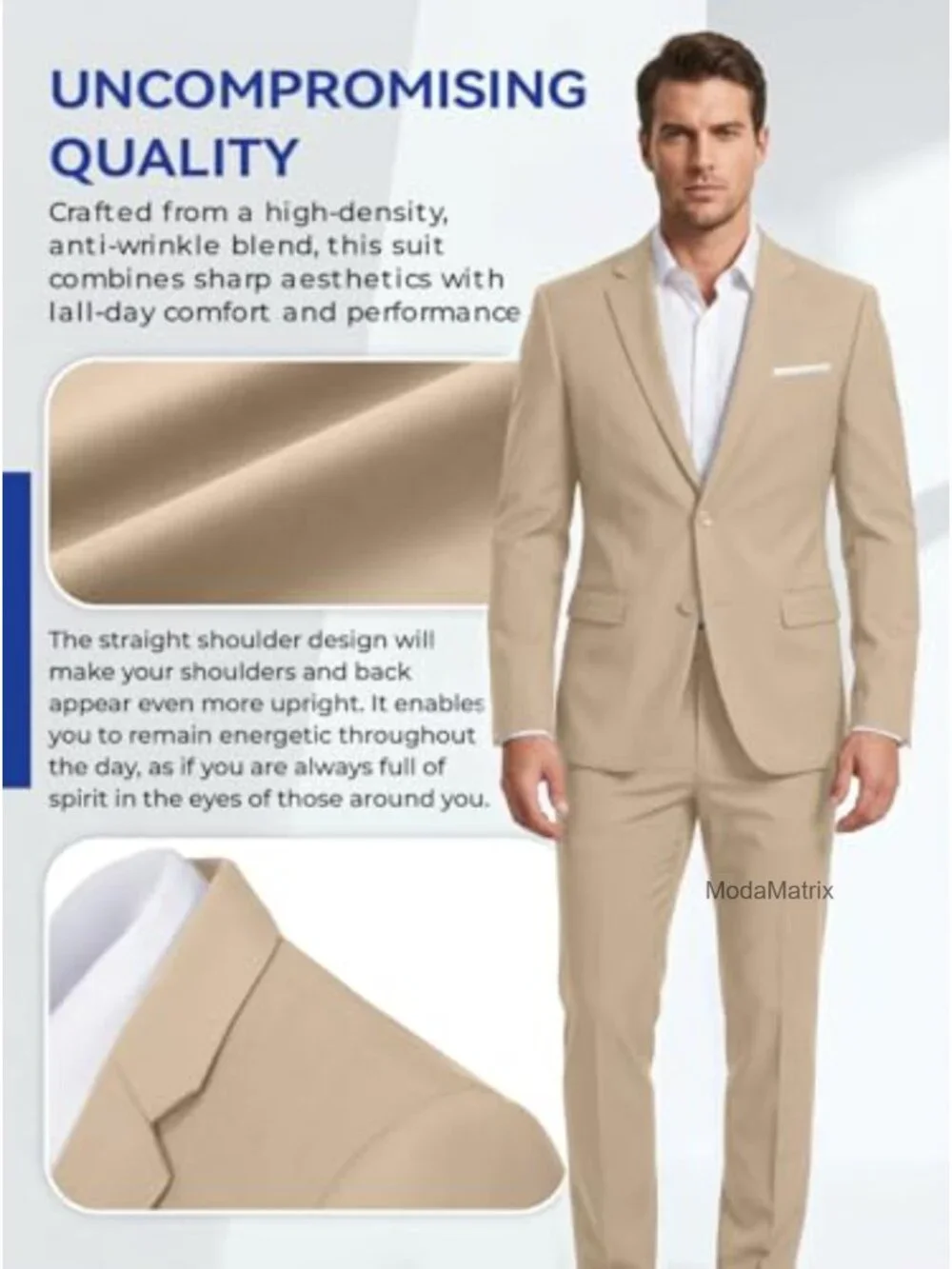 Men's 2 Piece Slim Fit Prom Suit Set - Jacket & Pants, Wrinkle Resistant